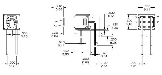 紅色雙排彎腳鈕子開關TS4-202C4