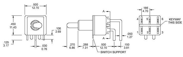 雙排紅色兩檔鈕子開關(guān)TS8202C3