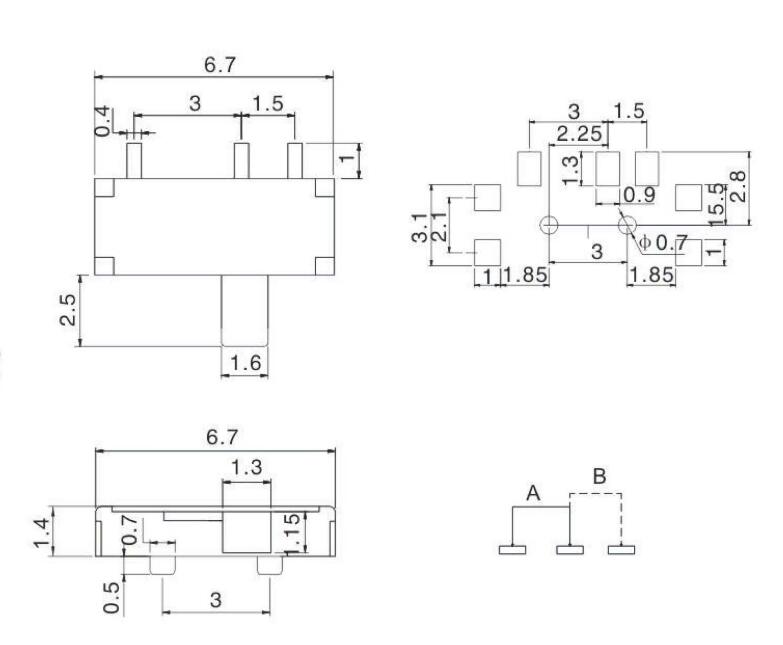 三腳撥動開關規格書
