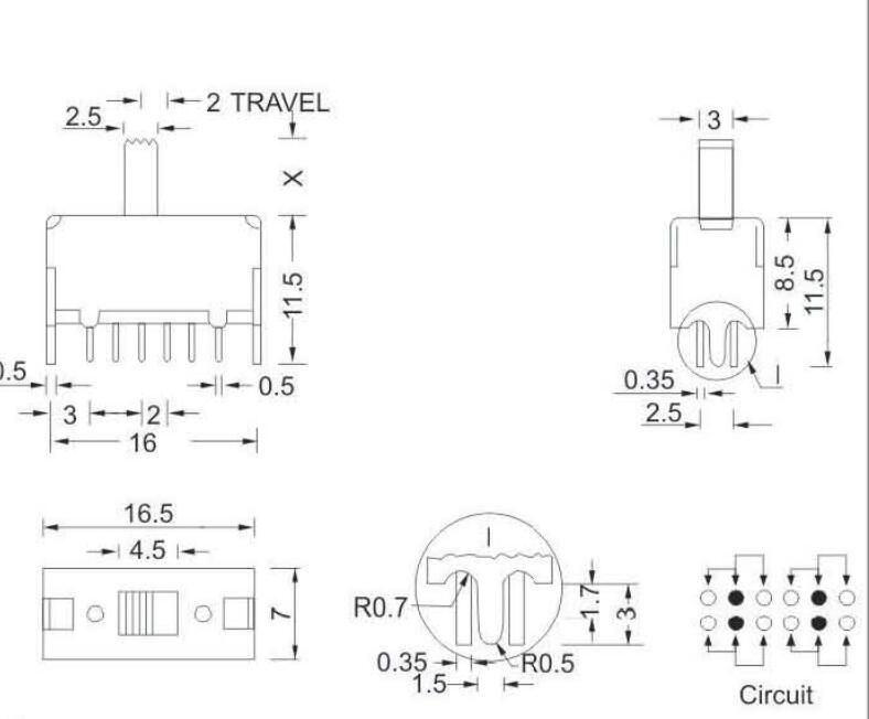 4P2T撥動開關規格圖 4P2T撥動開關規格圖
