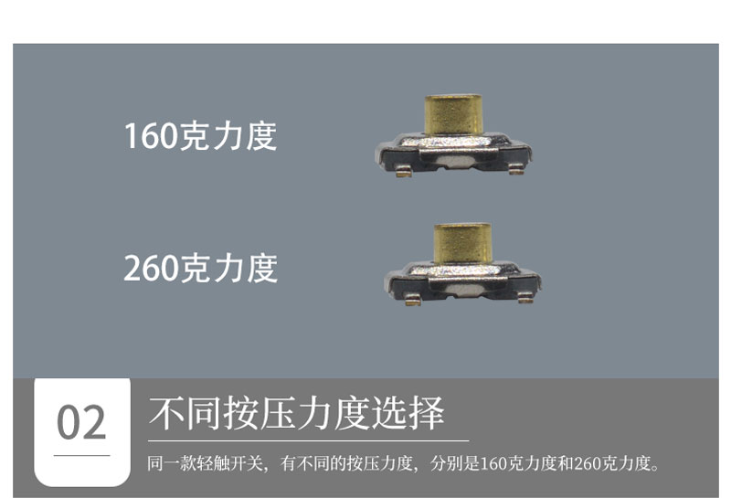 不同按壓力度的4*4輕觸開關(guān) 不同按壓力度的4*4輕觸開關(guān)