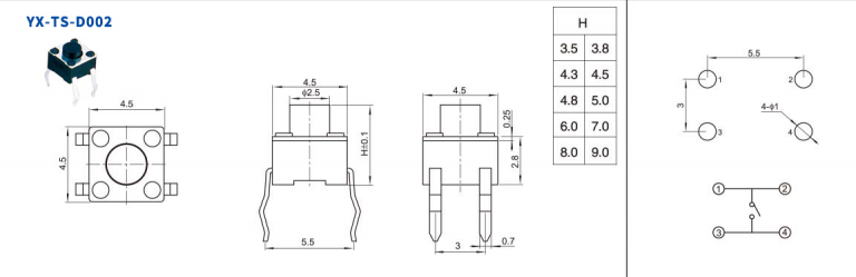 四腳插件按鍵開關(guān)圖紙 四腳插件按鍵開關(guān)圖紙