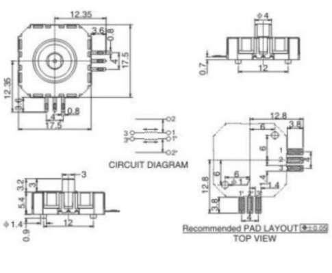 五向開關尺寸圖 五向開關尺寸圖