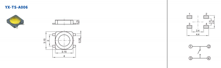 3*3四腳輕觸開關電路圖 3*3四腳輕觸開關電路圖