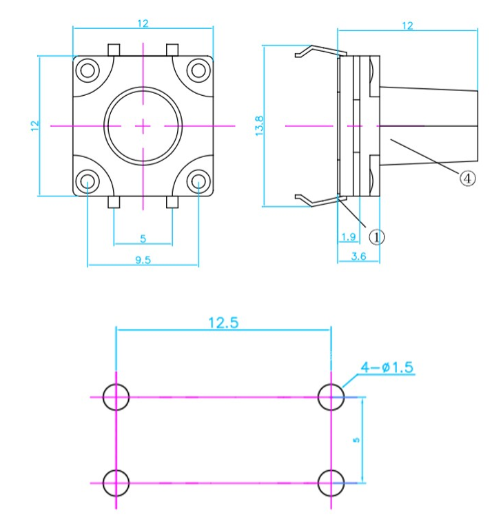 輕觸開關尺寸圖 輕觸開關尺寸圖