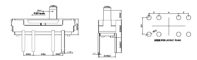 8腳撥動開關接線示意圖