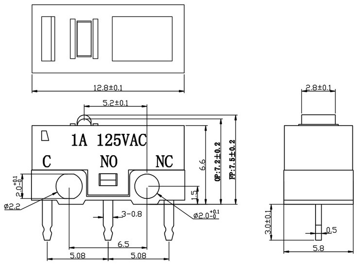 微動開關尺寸圖 微動開關尺寸圖