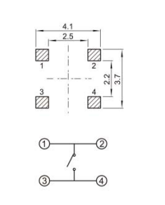YX-TS-A005,3.7*3.7小型貼片輕觸開(kāi)關(guān)電路圖 YX-TS-A005,3.7*3.7小型貼片輕觸開(kāi)關(guān)電路圖