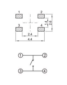 YX-TS-A006,四腳貼片小型輕觸開(kāi)關(guān)電路圖 YX-TS-A006,四腳貼片小型輕觸開(kāi)關(guān)電路圖